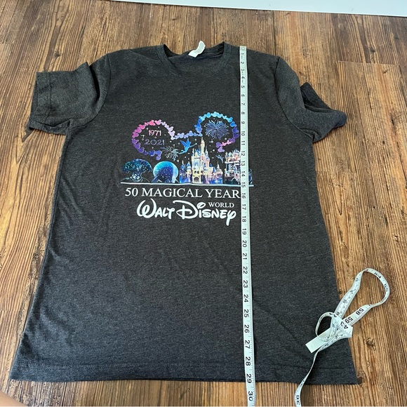Bella + Canvas Walt Disney World 50 Magical Years Grey Tee With Castle Size L - Picture 3 of 7